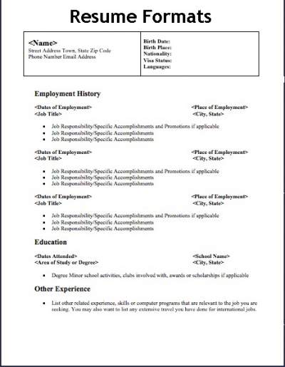 New model resume