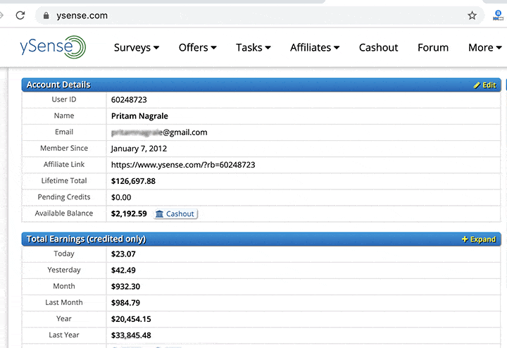 ySense Payment Proof