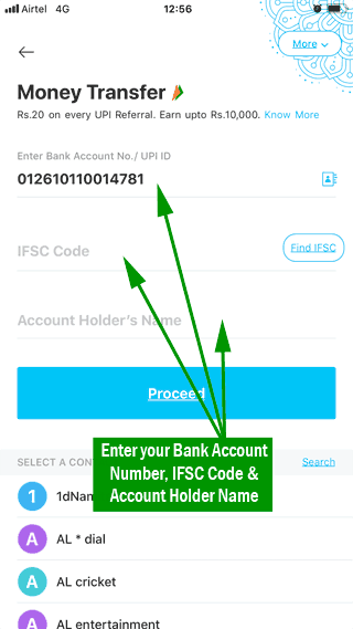 add bank details