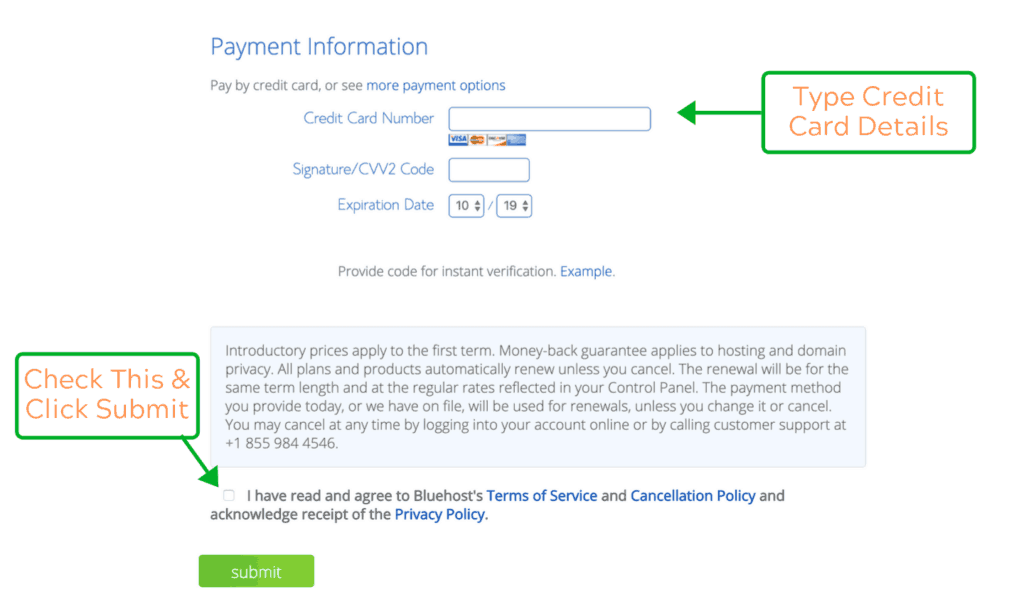 payment details