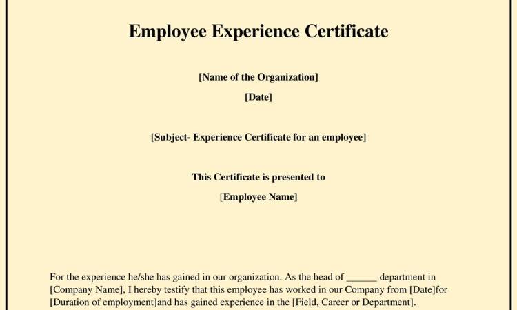 Experience certificate