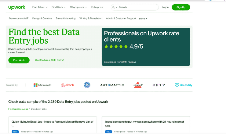 Upwork Data Entry Jobs