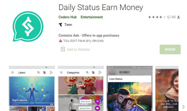 Daily Status Earn Money