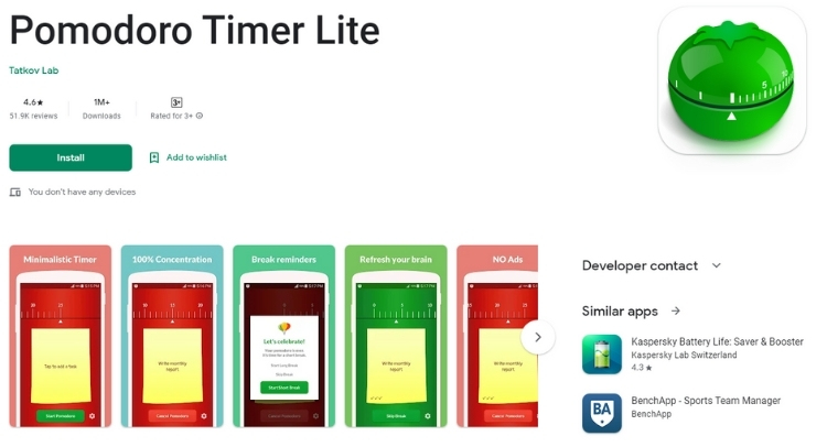 Pomodoro Timer Lite