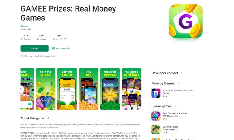 GAMEE Prizes: Real Cash Games