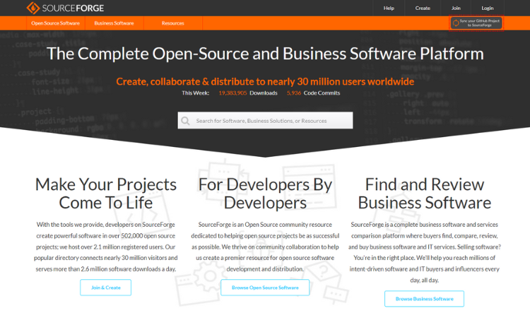free software download site Sourceforge