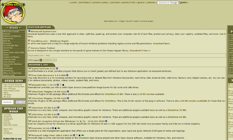 free software download site Majorgeeks.com